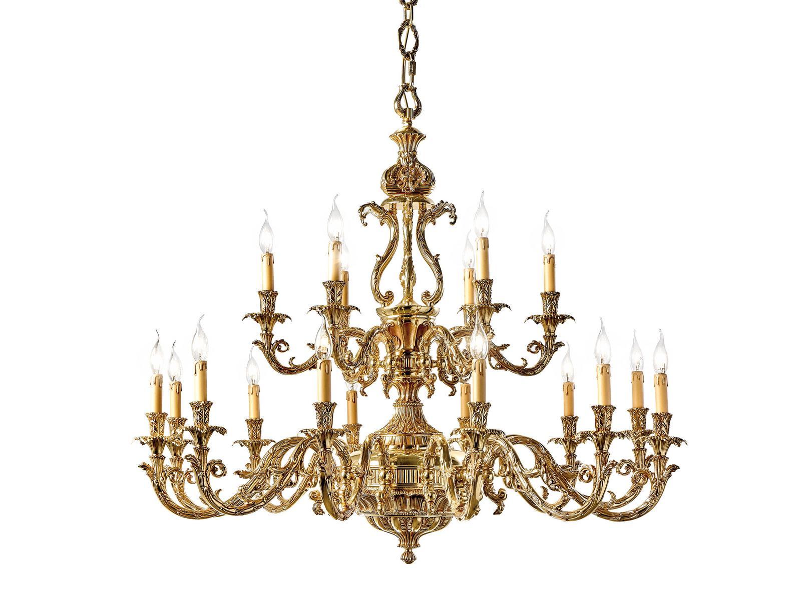 French Gold chandelier | Caesar 798/12+6 by Possoni Illuminazione
