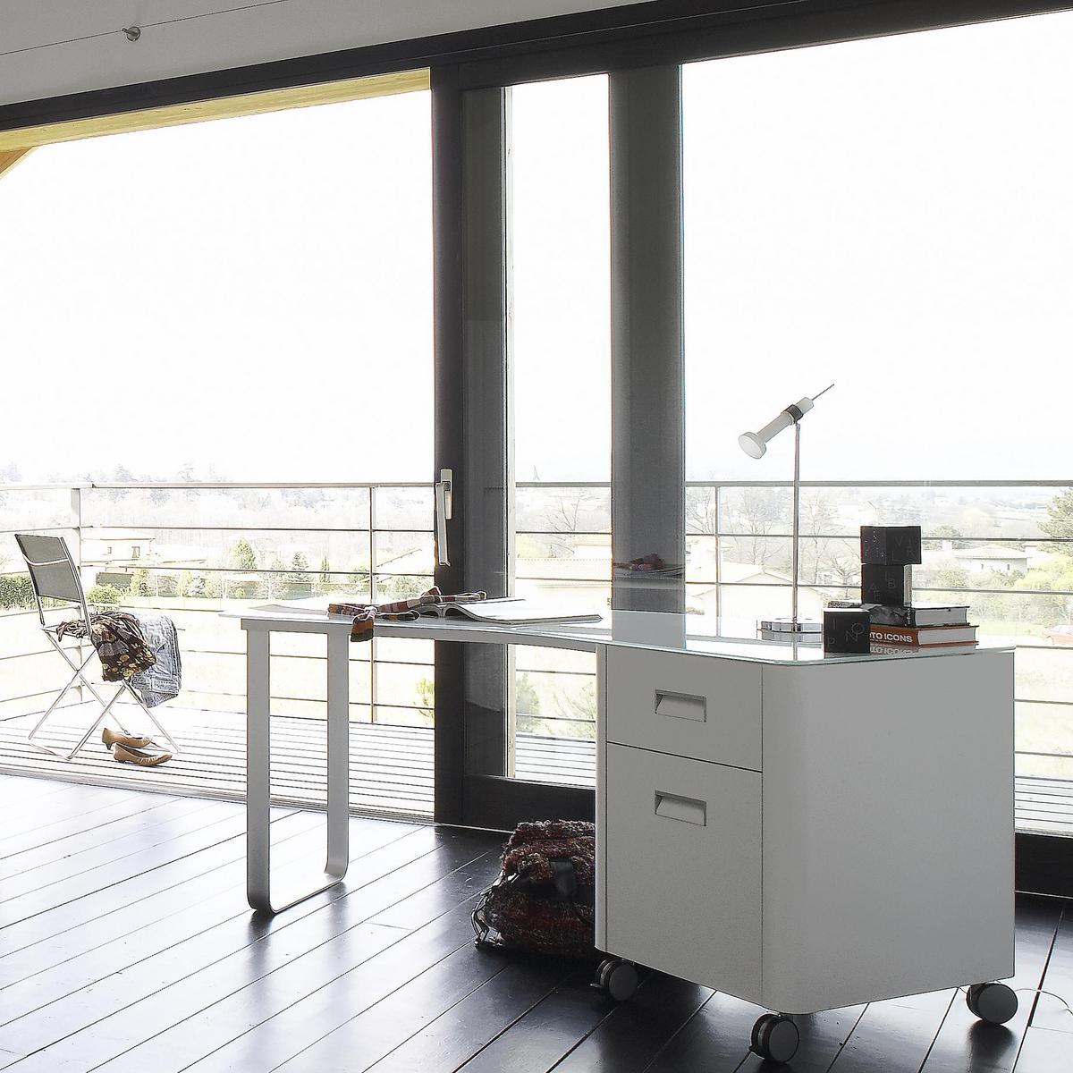 Rectangular laminate writing desk with drawers | Travel Studio by Ligne Roset