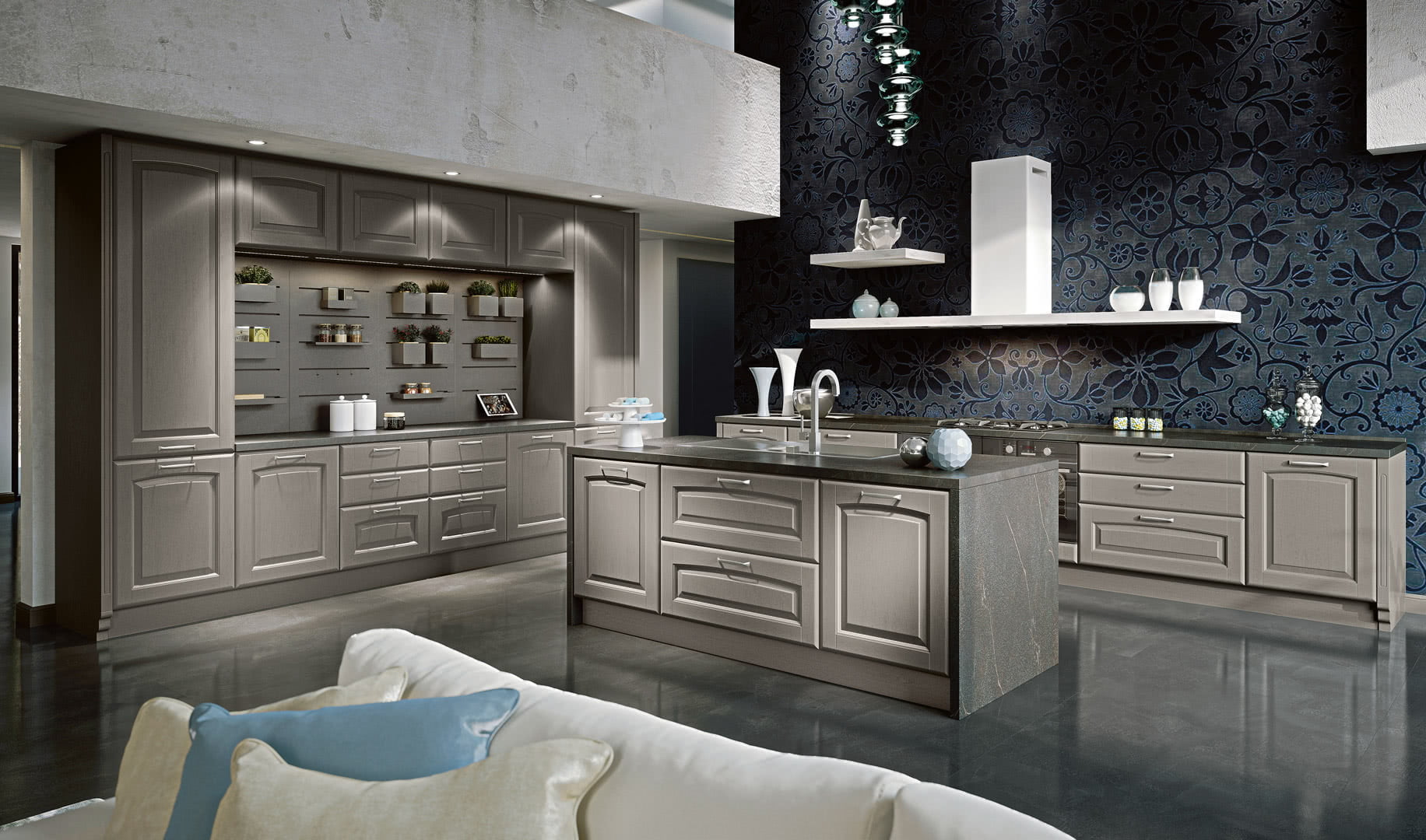 Veneer kitchen with handles Lube Cucine Veronica