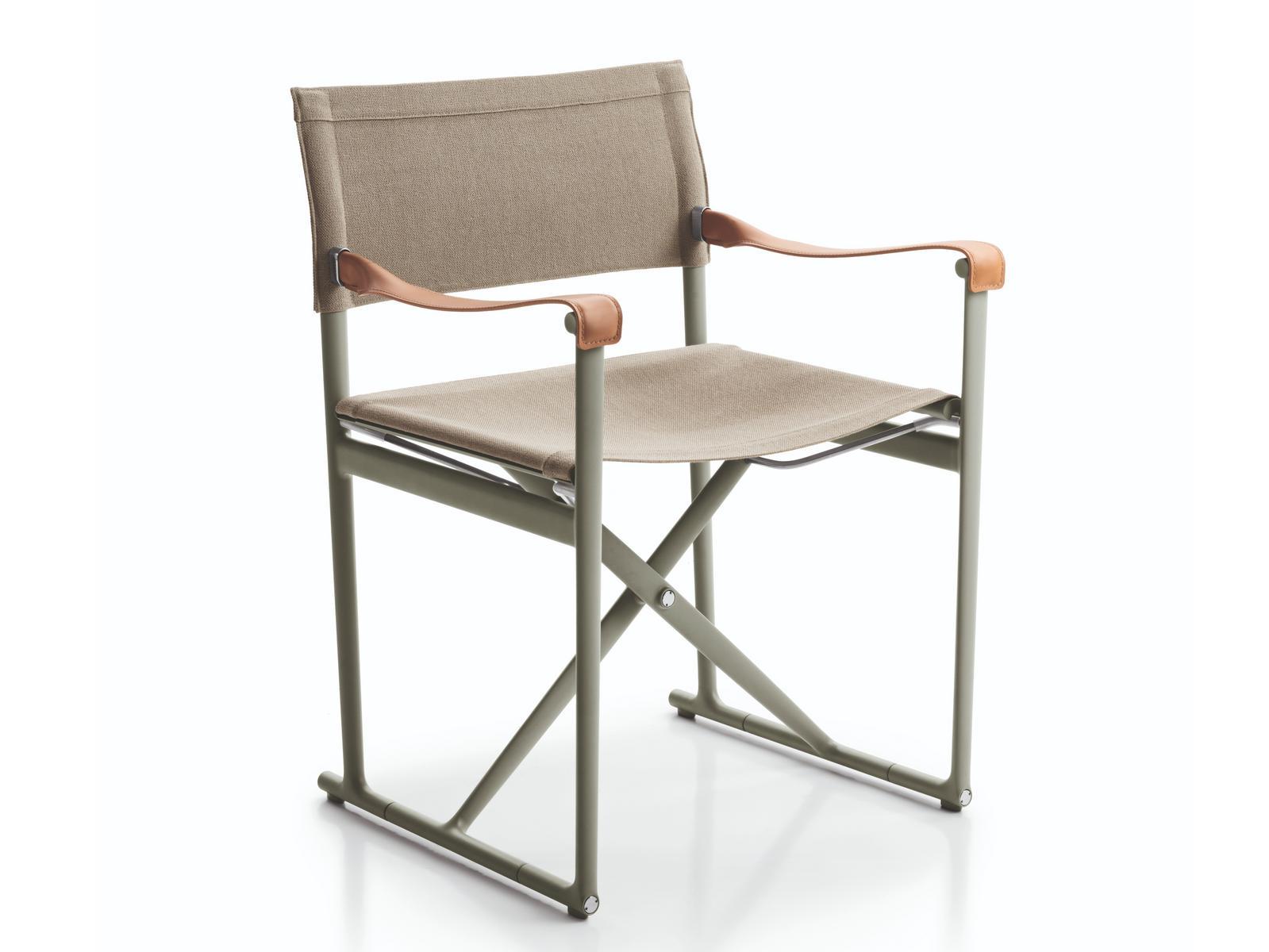Folding canvas garden chair with armrests | Mirto Outdoor by B&B Italia