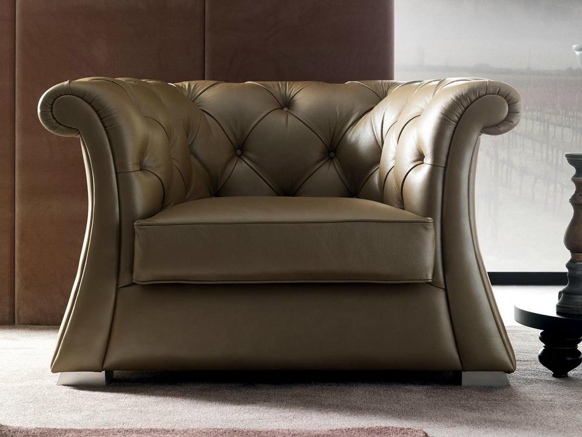 Tufted upholstered leather armchair | Pascal by Corte Zari