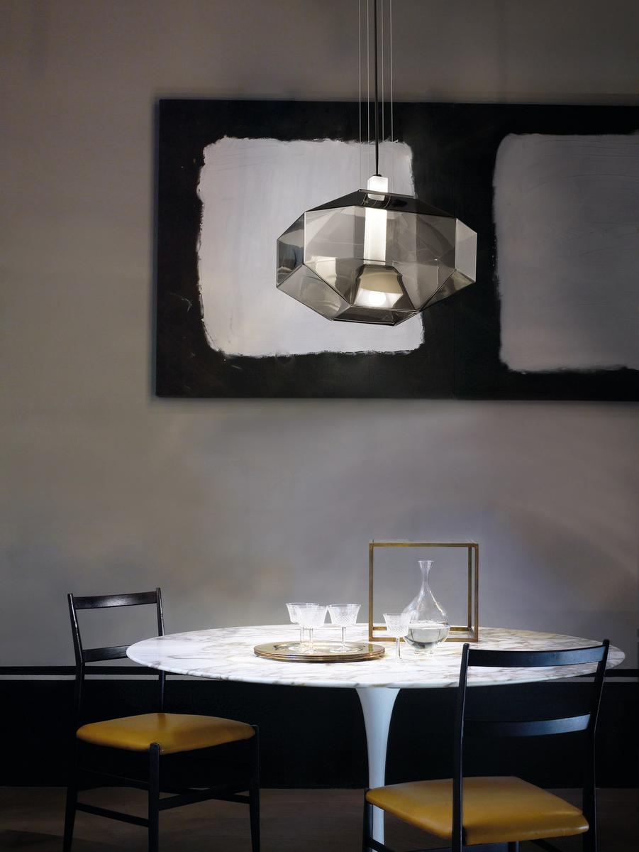LED direct light blown glass pendant lamp | Stone Sp by Vistosi