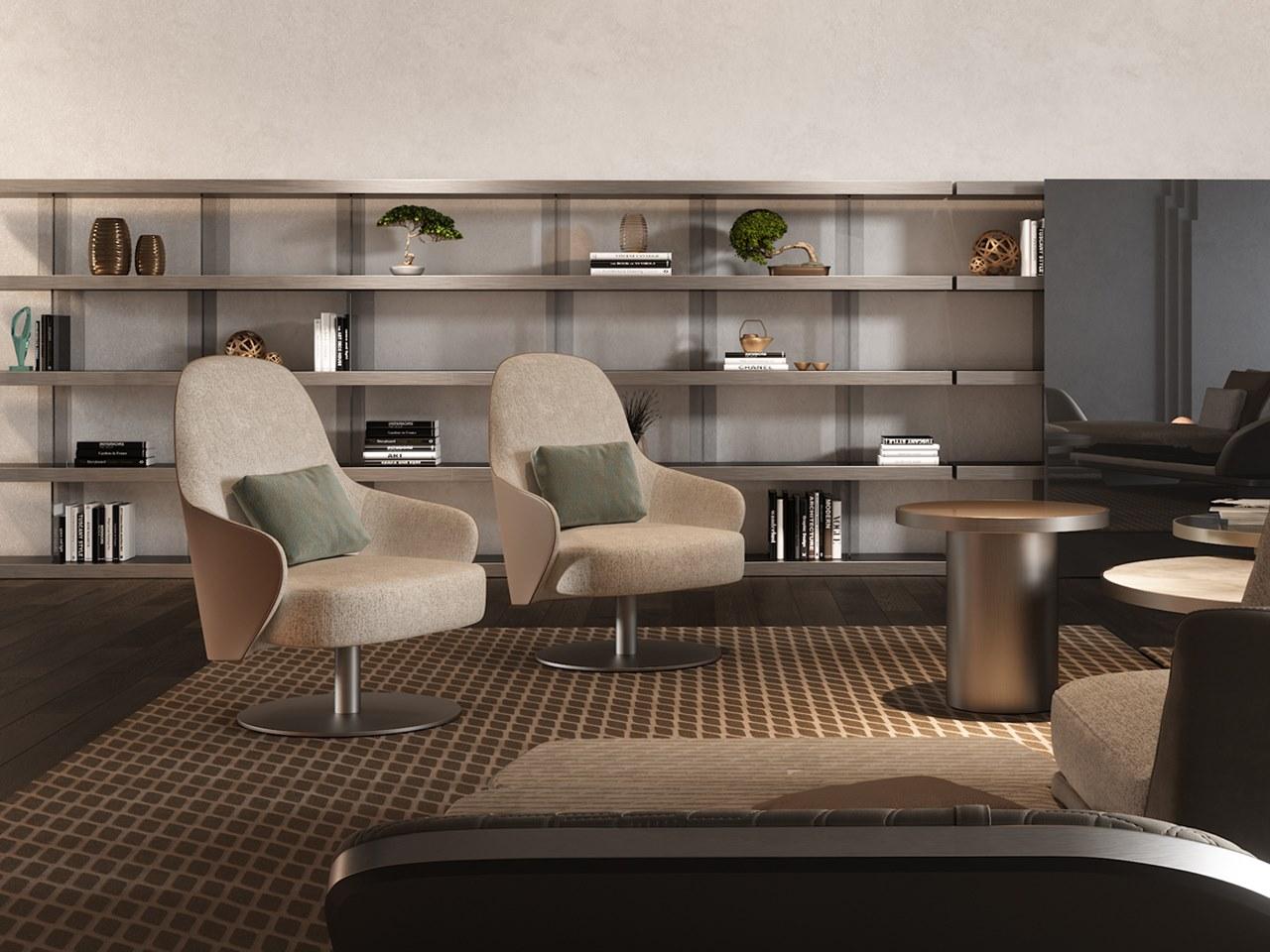 Swivel armchair with armrests | Ludwig by Reflex