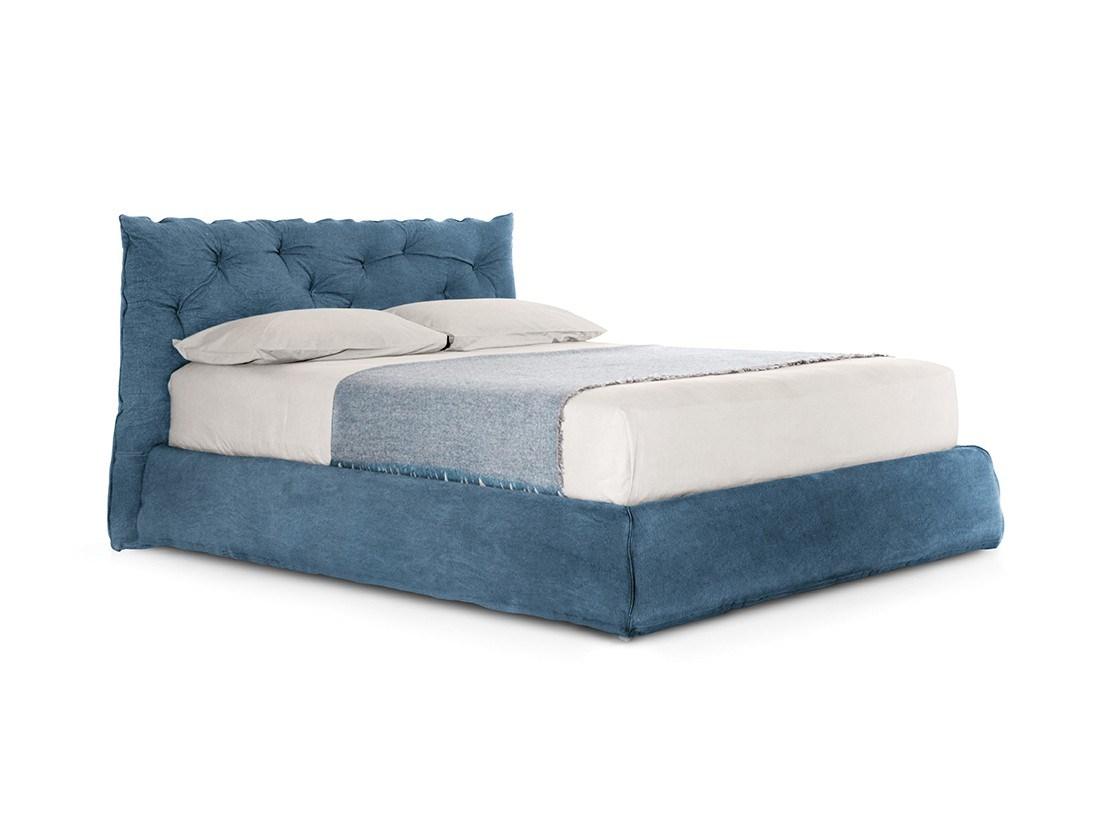 Upholstered fabric double bed with tufted headboard | Impunto by Pianca
