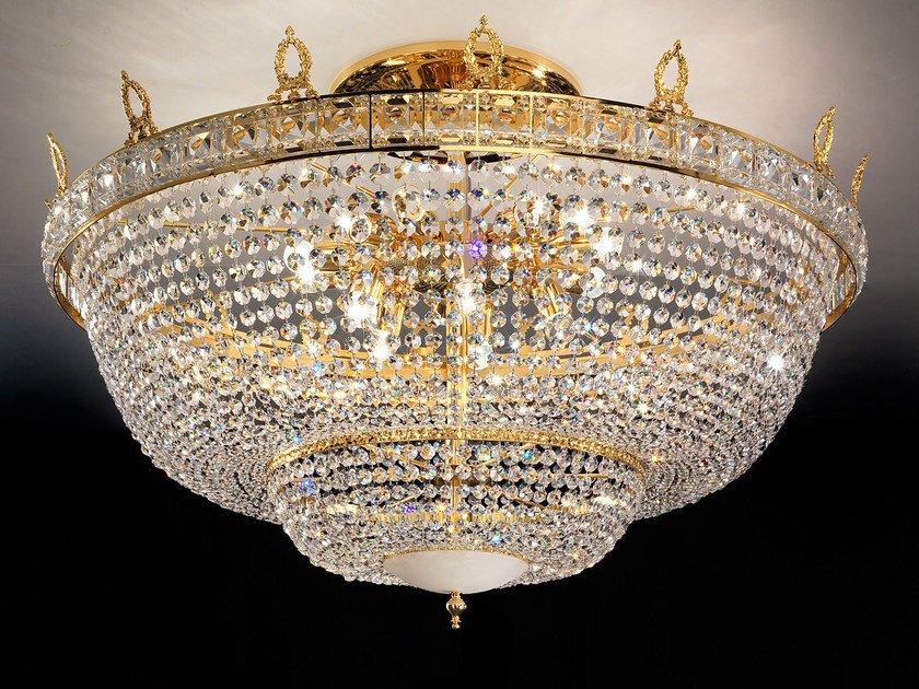 Incandescent brass ceiling lamp with crystals | Impero & Deco Ve 829 Pl by Masiero