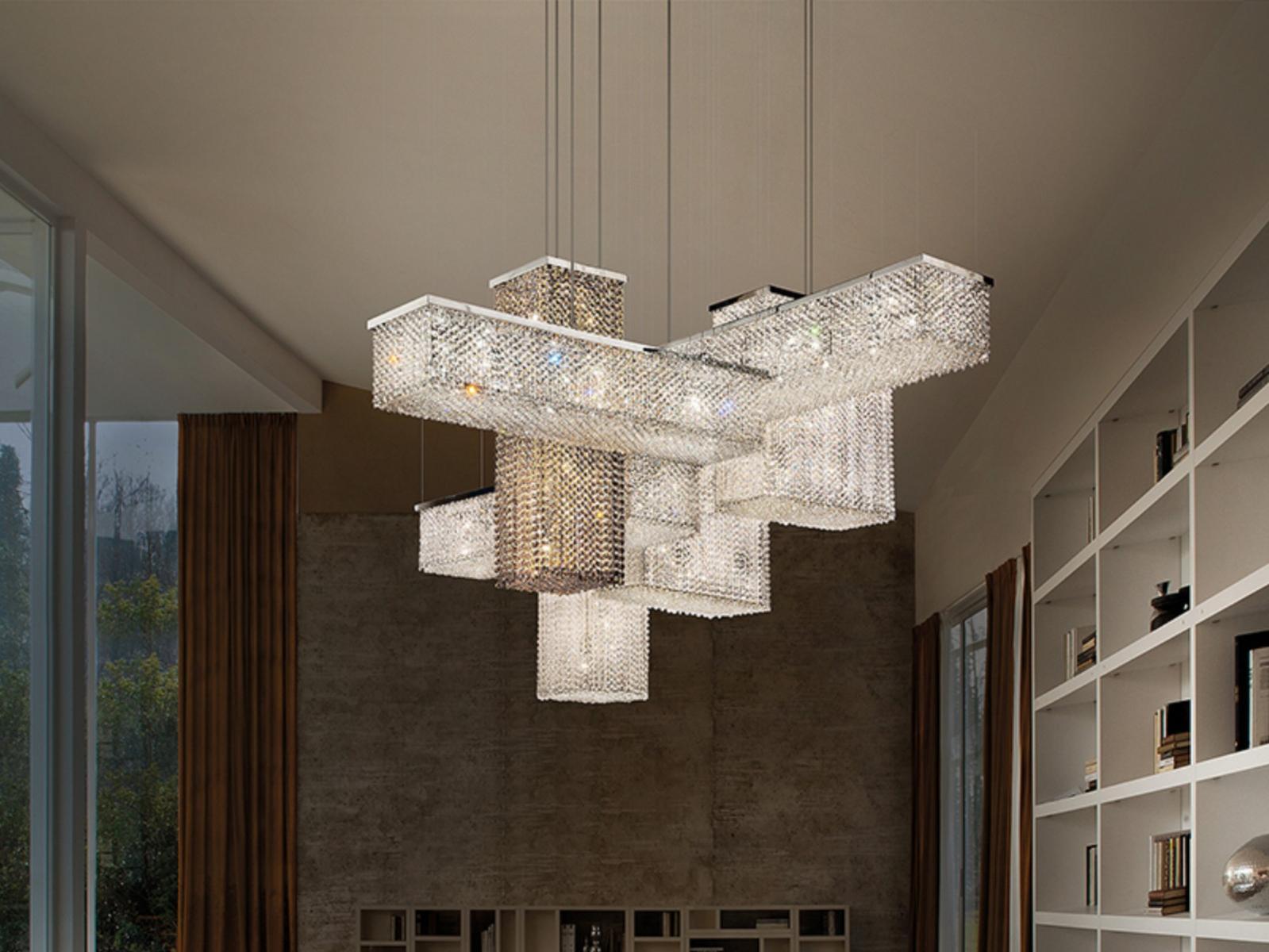 Pendant lamp with crystals | Cubo S175 Sq by Masiero