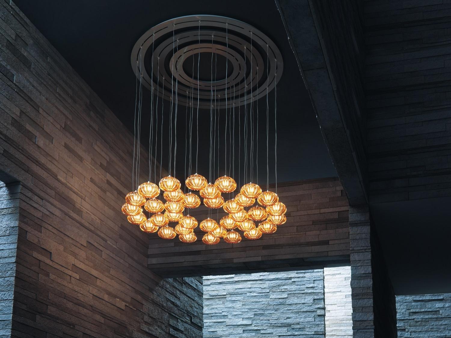 Blown glass pendant lamp | Diamante Sp 36 by Vistosi