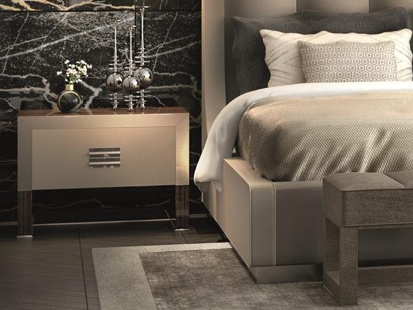 Rectangular lacquered bedside table with drawers | Orwell by Longhi