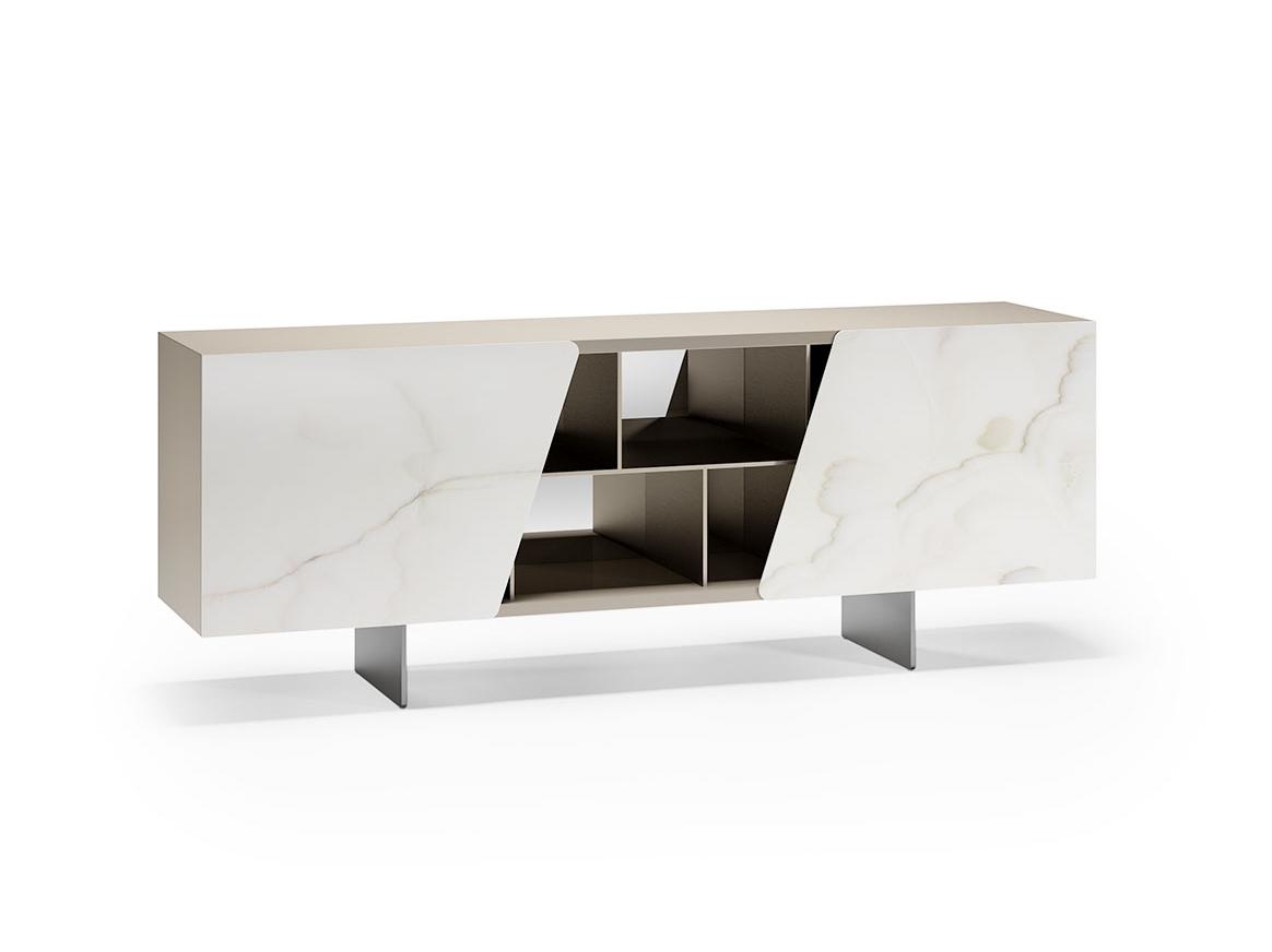 Glass sideboard with sliding doors | Vertigo by Reflex