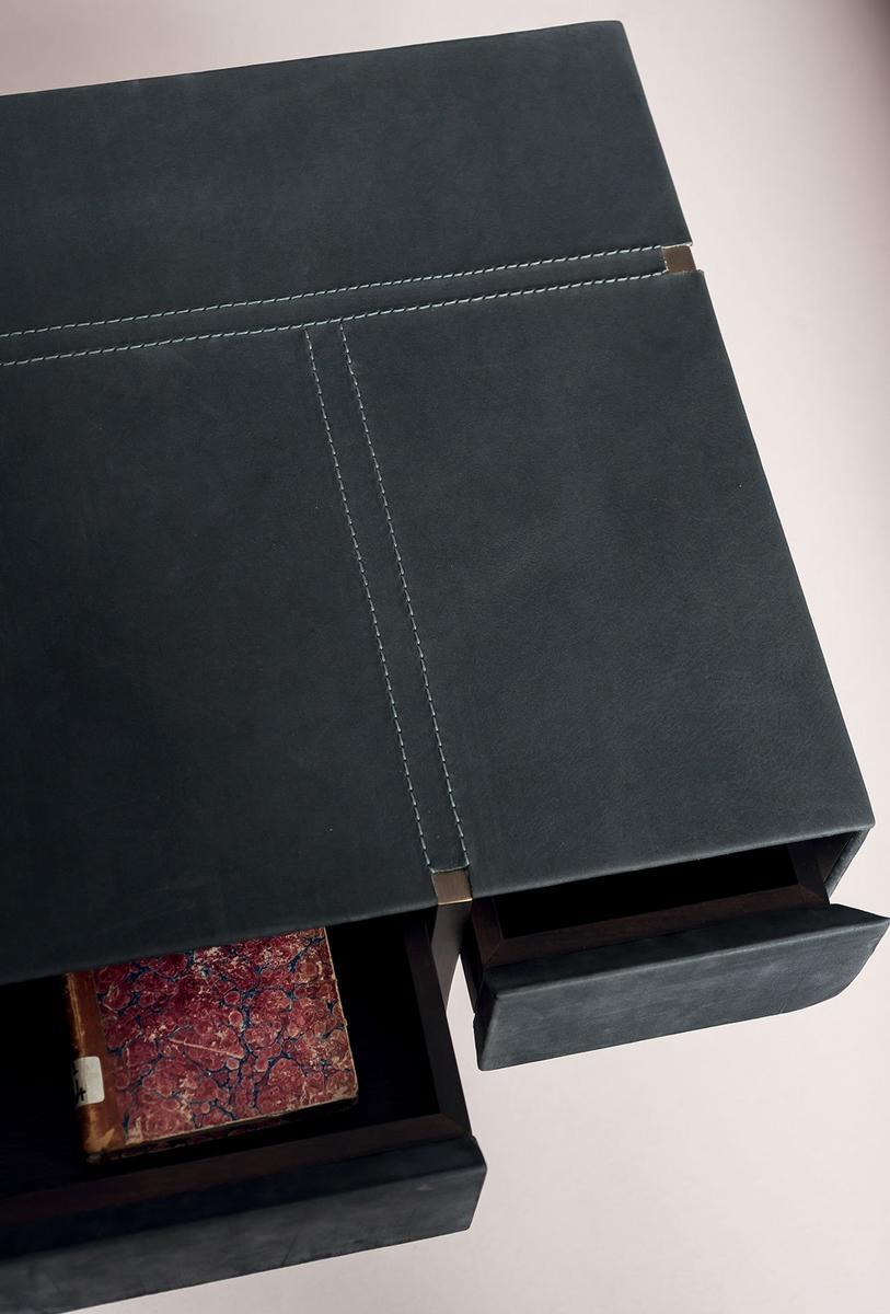 Leather bedside table with drawers | Icaro by Baxter