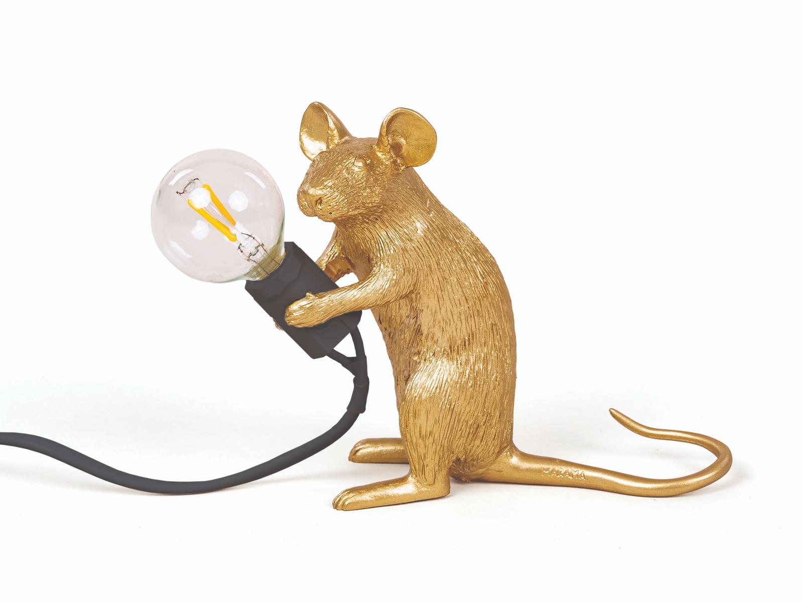 LED resin table lamp | Mouse Lamp Gold - Mac by Seletti