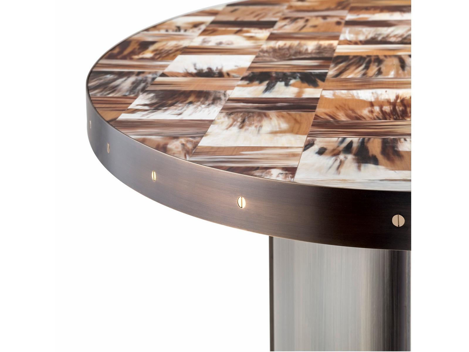 Demilune brass console table with horn top | Nettuno 6016 by Arcahorn