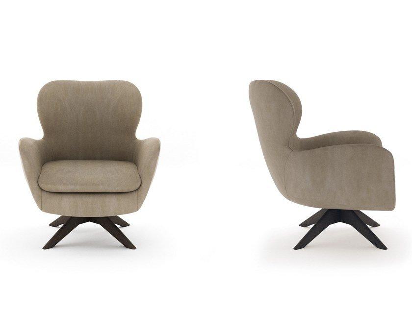 Swivel leather armchair with 4-spoke base | Stresa by Nicoline