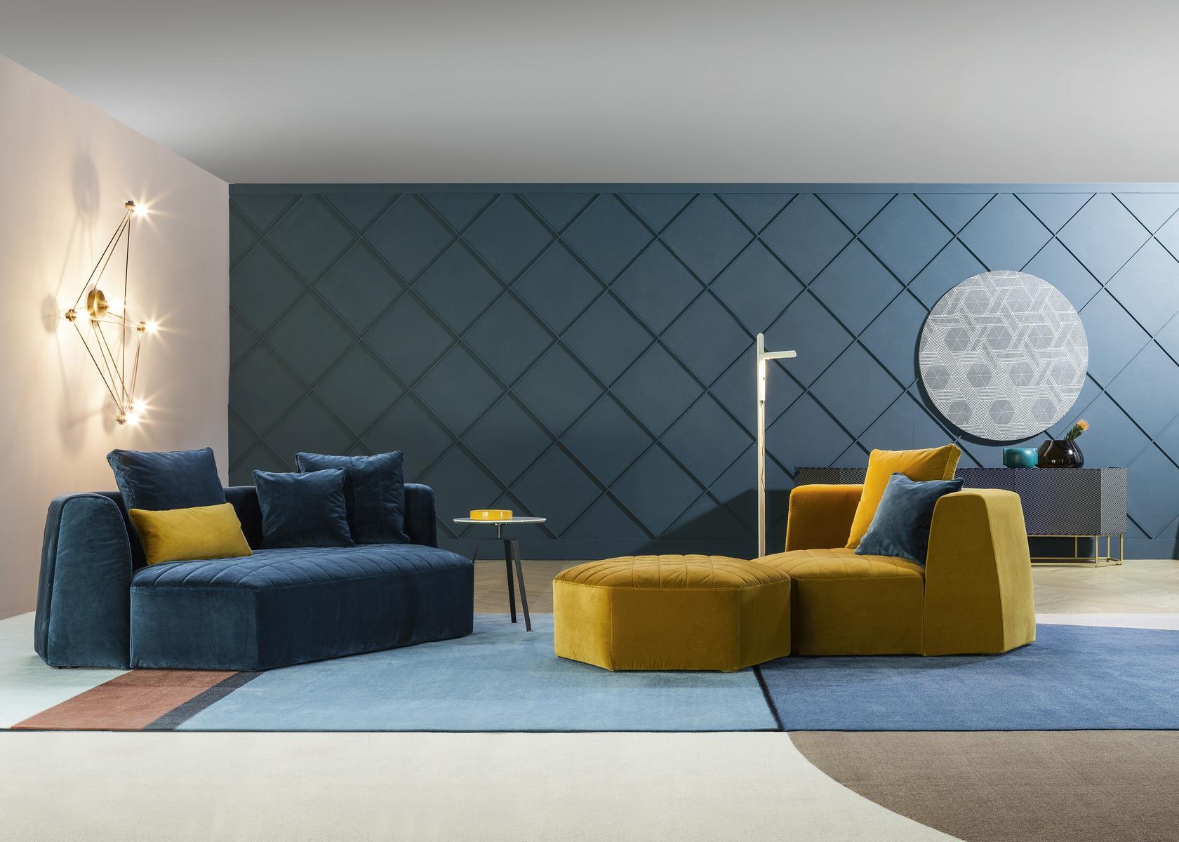 Modular fabric sofa with footstool | Panorama by Bonaldo