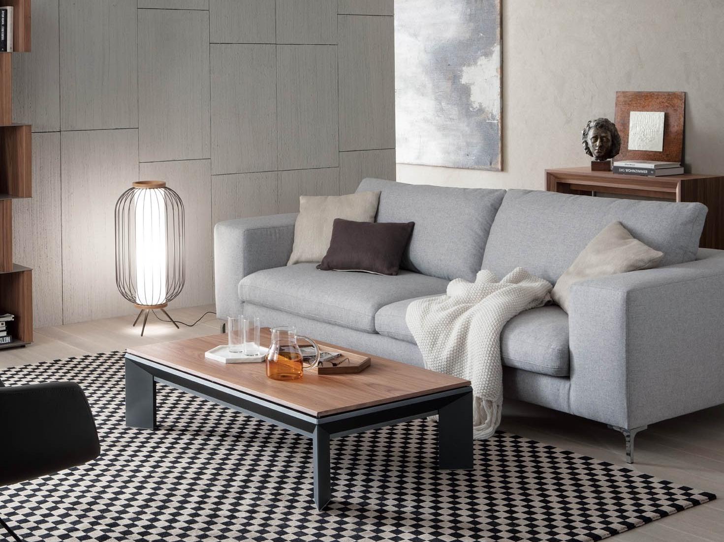 Height-adjustable aluminium and wood coffee table | Metrino by Ozzio Italia