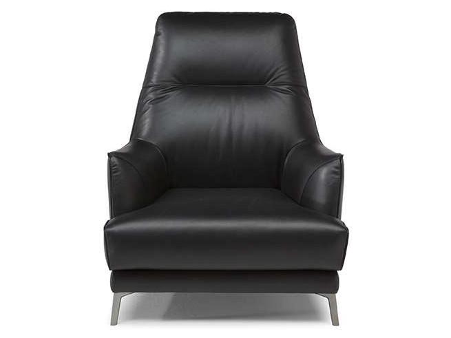High-back leather armchair with armrests | Leyra by Natuzzi Italia