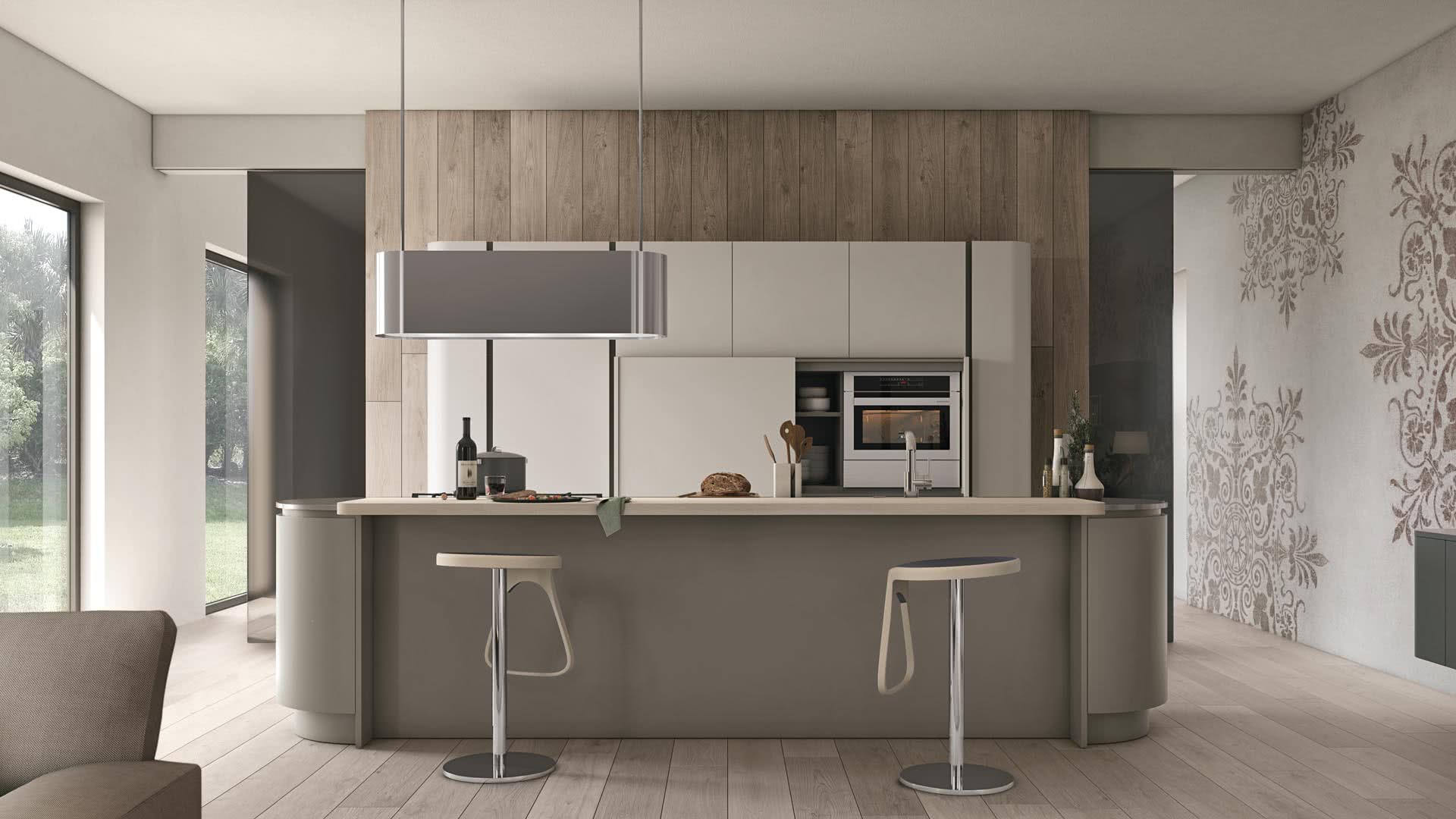 Glass kitchen without handles Lube Cucine Clover