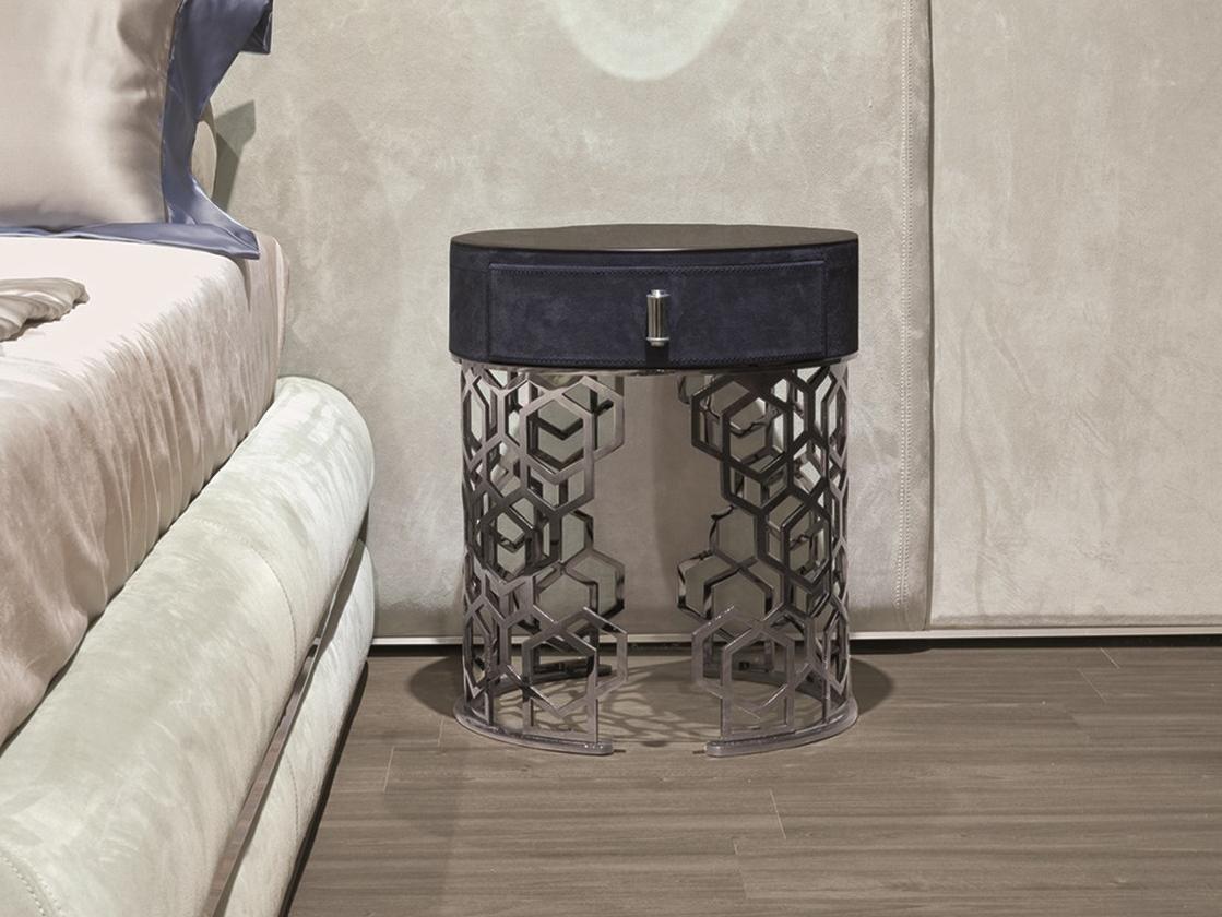 Round metal bedside table with drawers | Lucy by Longhi