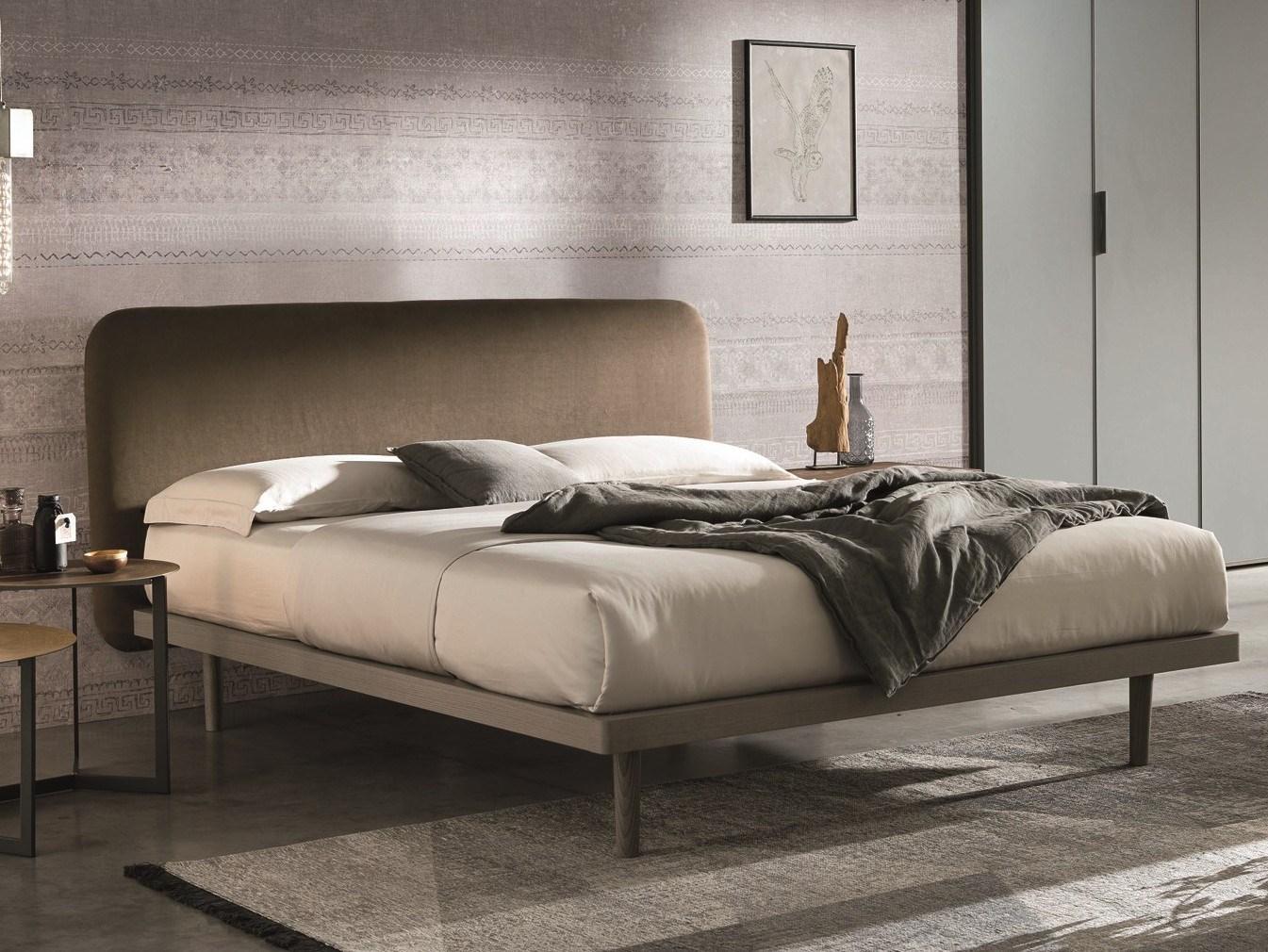 Ash double bed with upholstered headboard | Milly by Tomasella