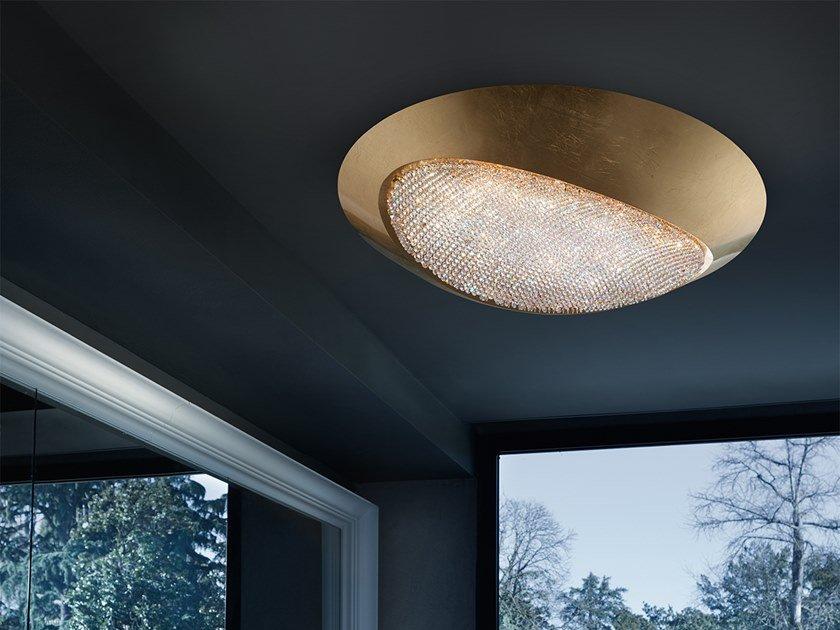Powder coated aluminium ceiling light with Swarovski® crystals | Blink Led Pl90 by Masiero