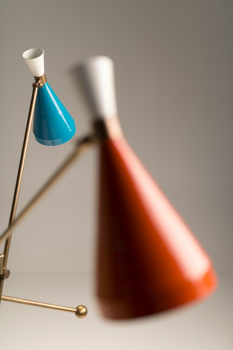 Brass and aluminium floor lamp | Flipper by Mantellassi 1926