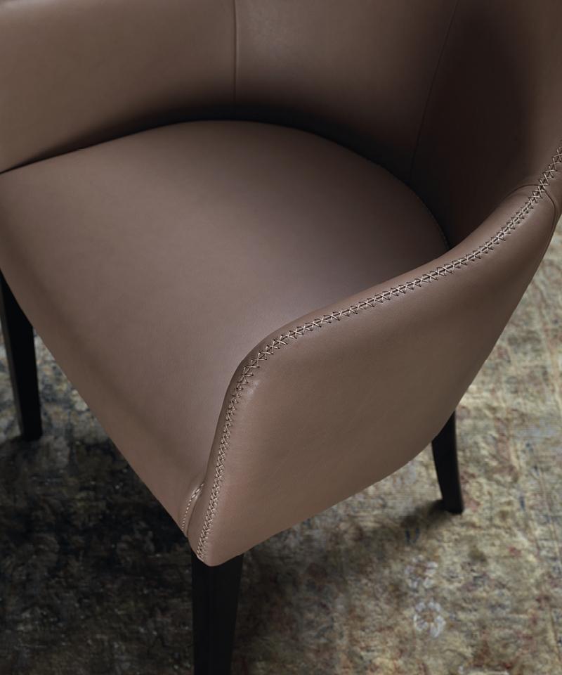 Upholstered leather chair with armrests | Emily by Borzalino