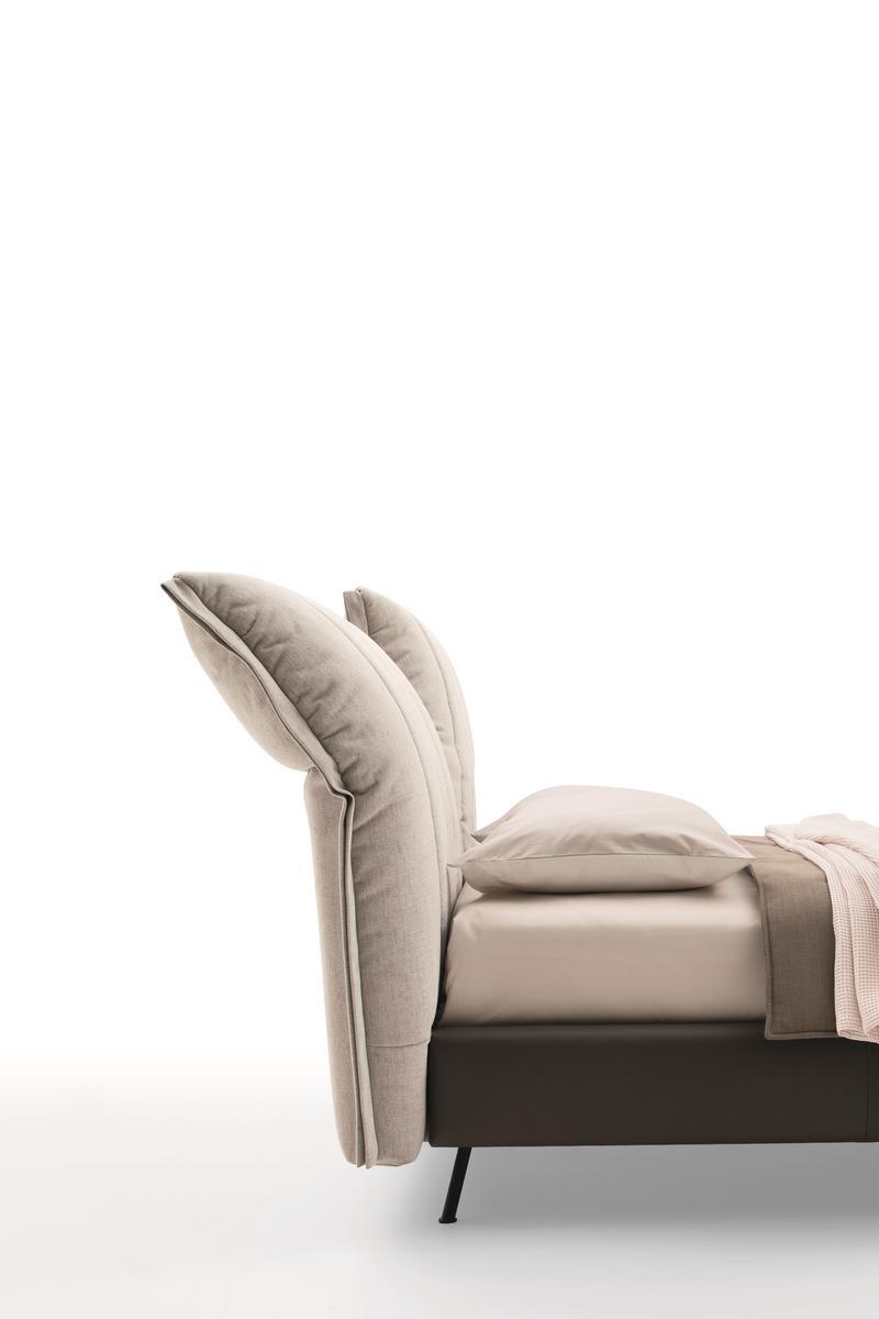 Leather and fabric bed with high headboard | On Line by Ditre Italia