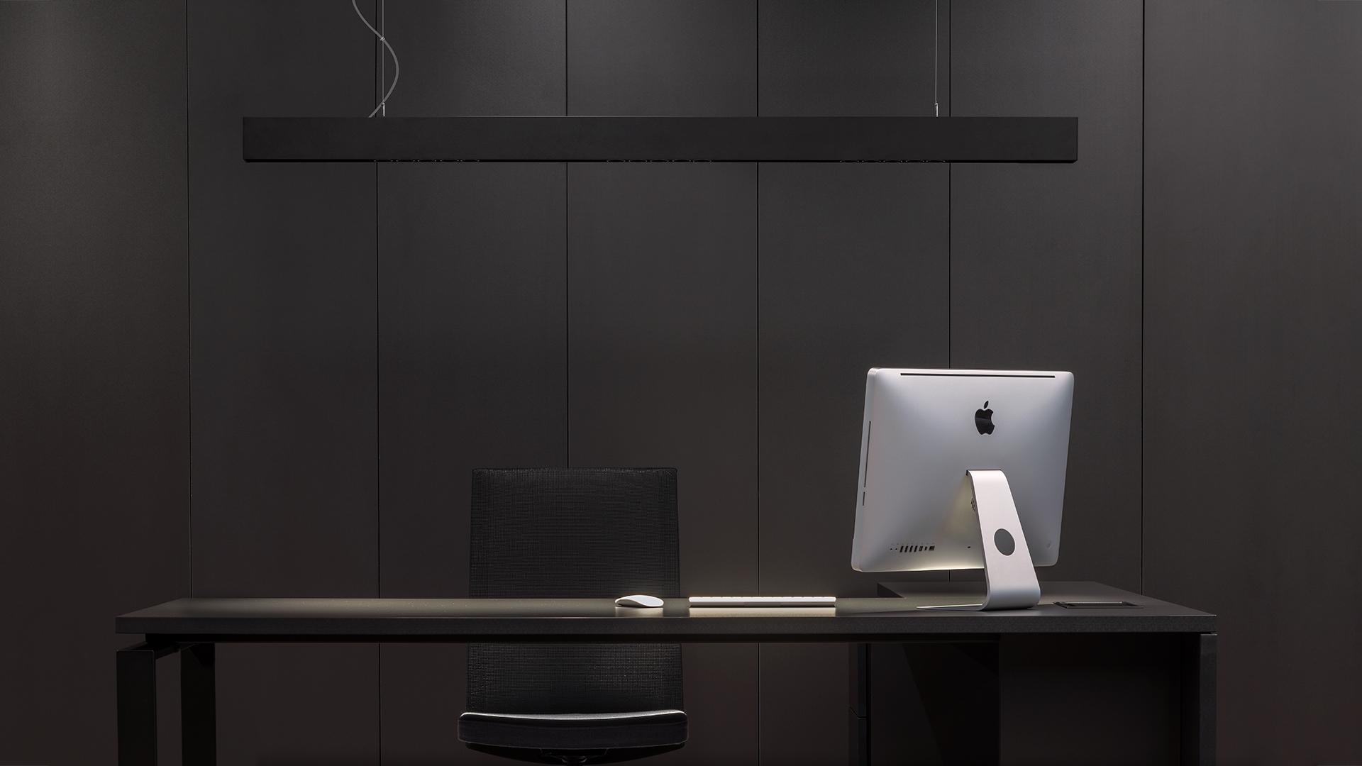 LED aluminium pendant lamp | Black Foster Suspension 1200 by Arkoslight