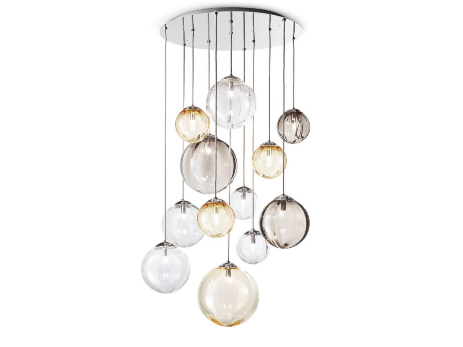Direct light blown glass pendant lamp | Puppet Sp R by Vistosi