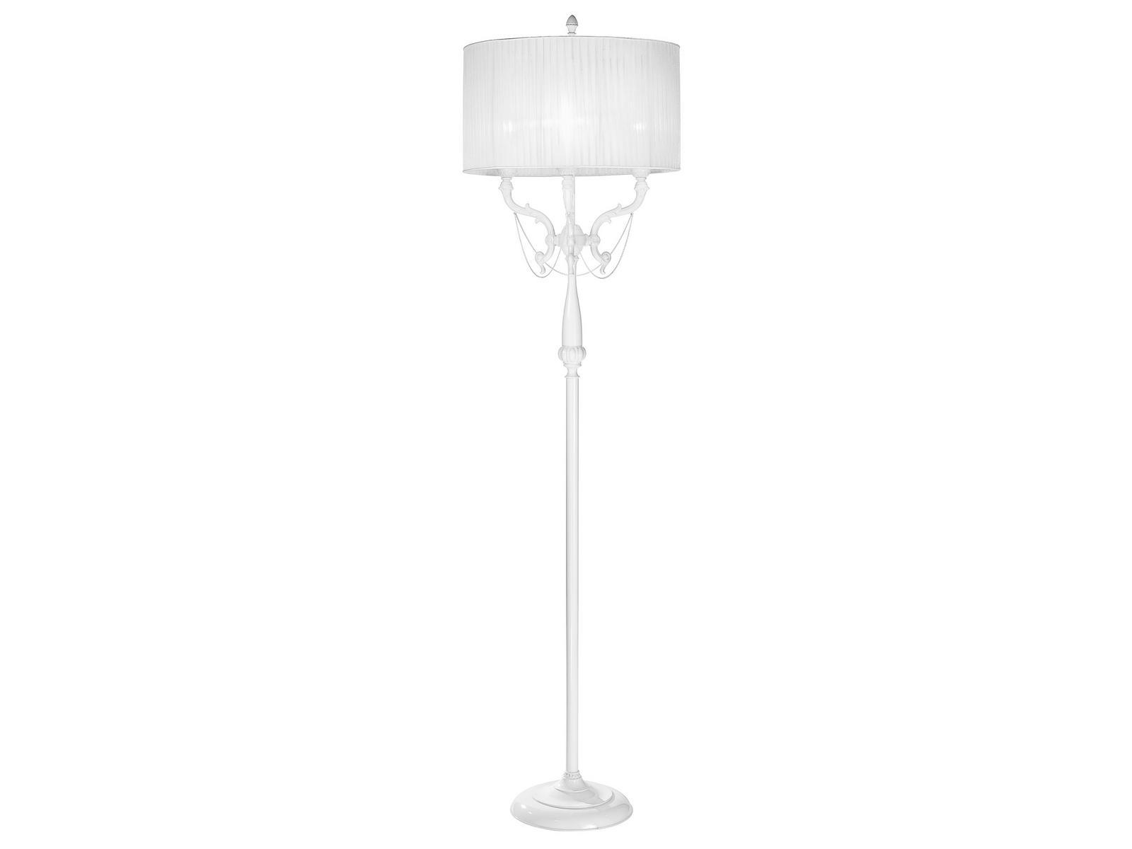 White lacquered floor lamp with shade | Ginevra 859/p3 by Possoni Illuminazione