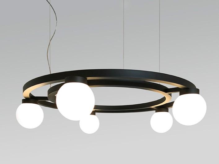 LED glass and aluminium pendant lamp | Ballzzz by Dark
