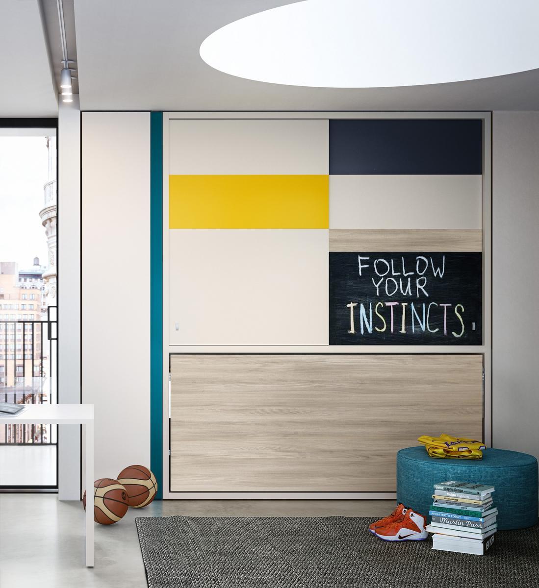 Pull-down melamine-faced chipboard single bed | Kali Ponte Standard by CLEI