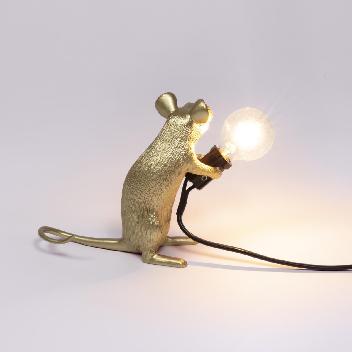 LED resin table lamp | Mouse Lamp Gold - Mac by Seletti