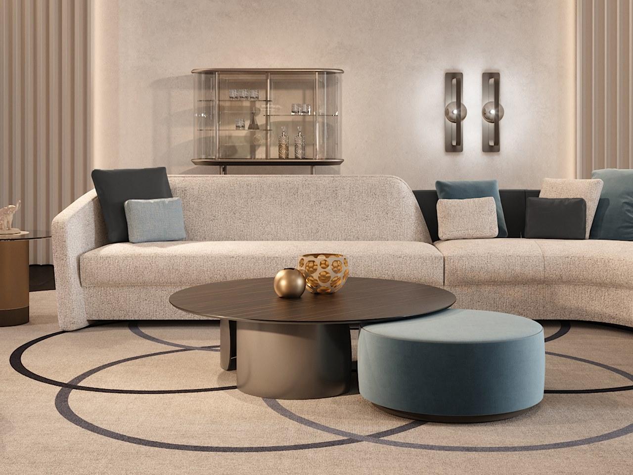 Low round glass coffee table | Petalo 40 by Reflex