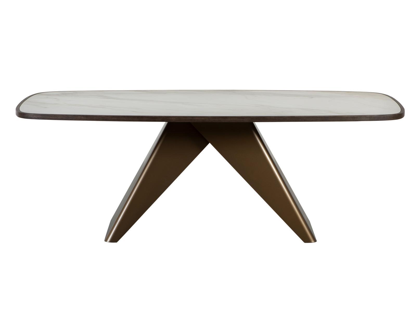 Rectangular table in porcelain stoneware and steel base | Maitre by Tonin Casa