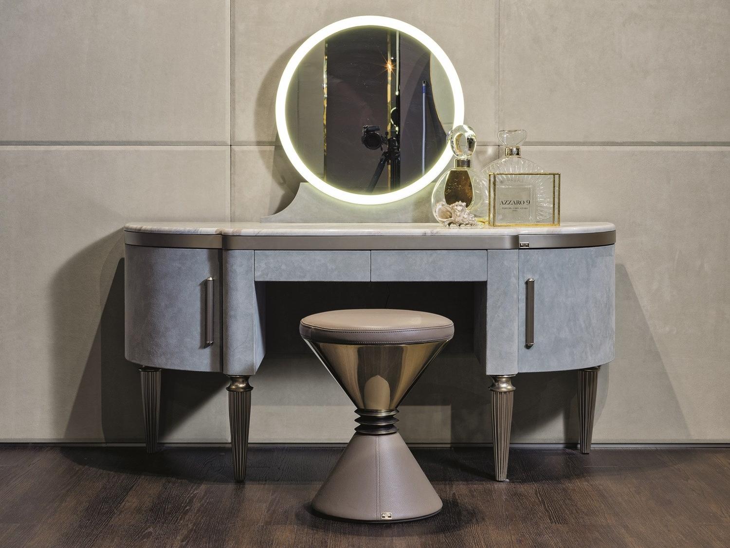 Round nabuk pouf | Angie by Longhi