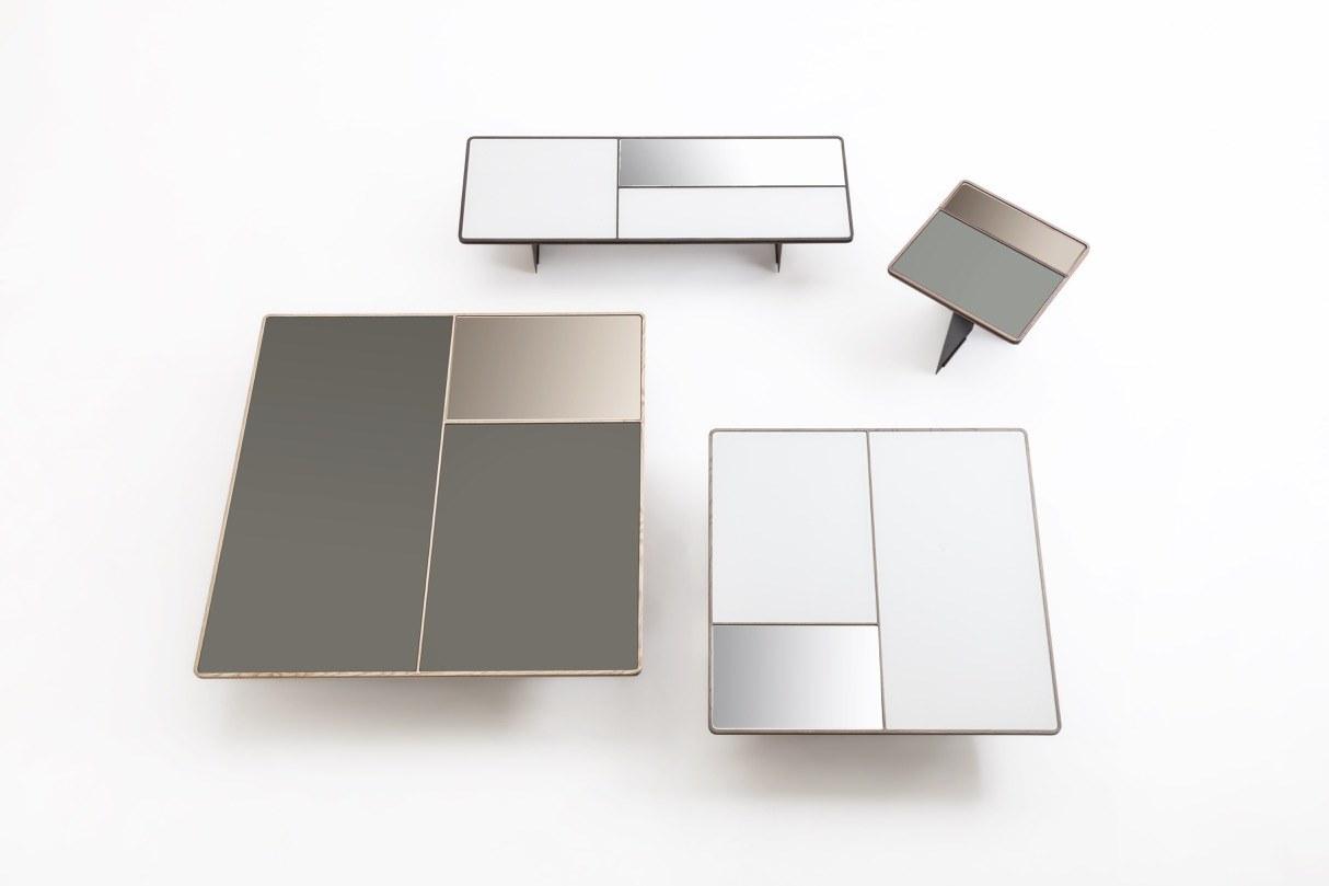 Square wood and glass coffee table | Mies by Frigerio