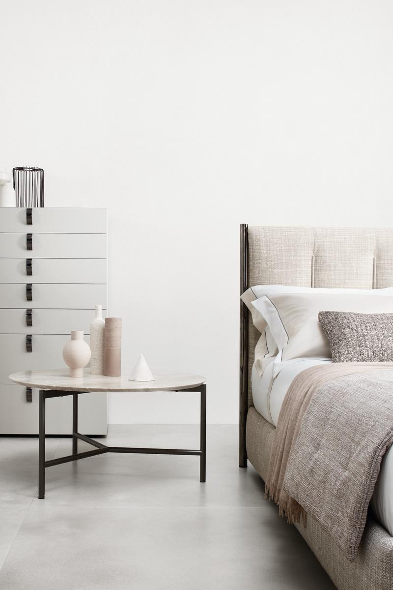 Fabric double bed with high headboard | Koi by Flou