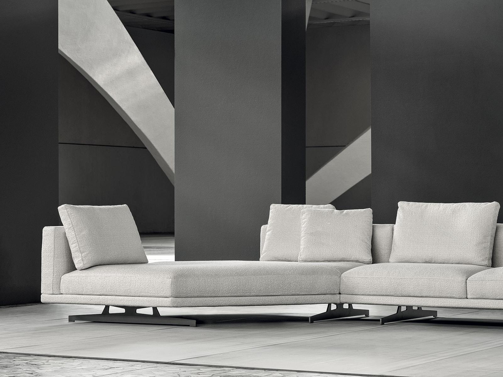 Modular fabric sofa with chaise longue | Horizon by Frigerio