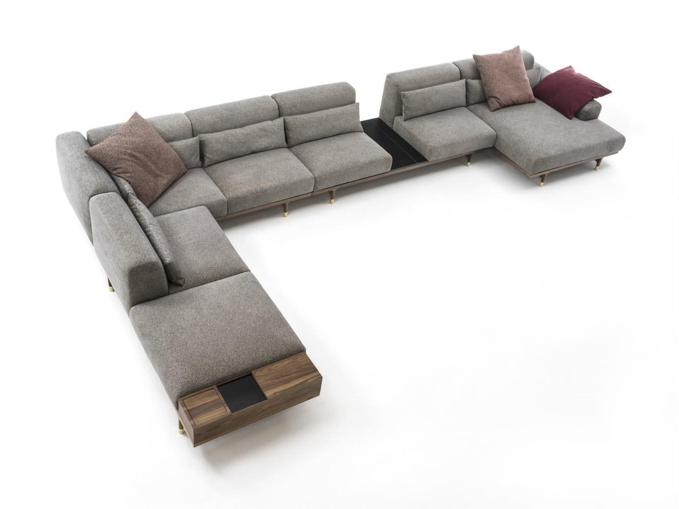 Sectional fabric sofa with storage space | Argo by Porada