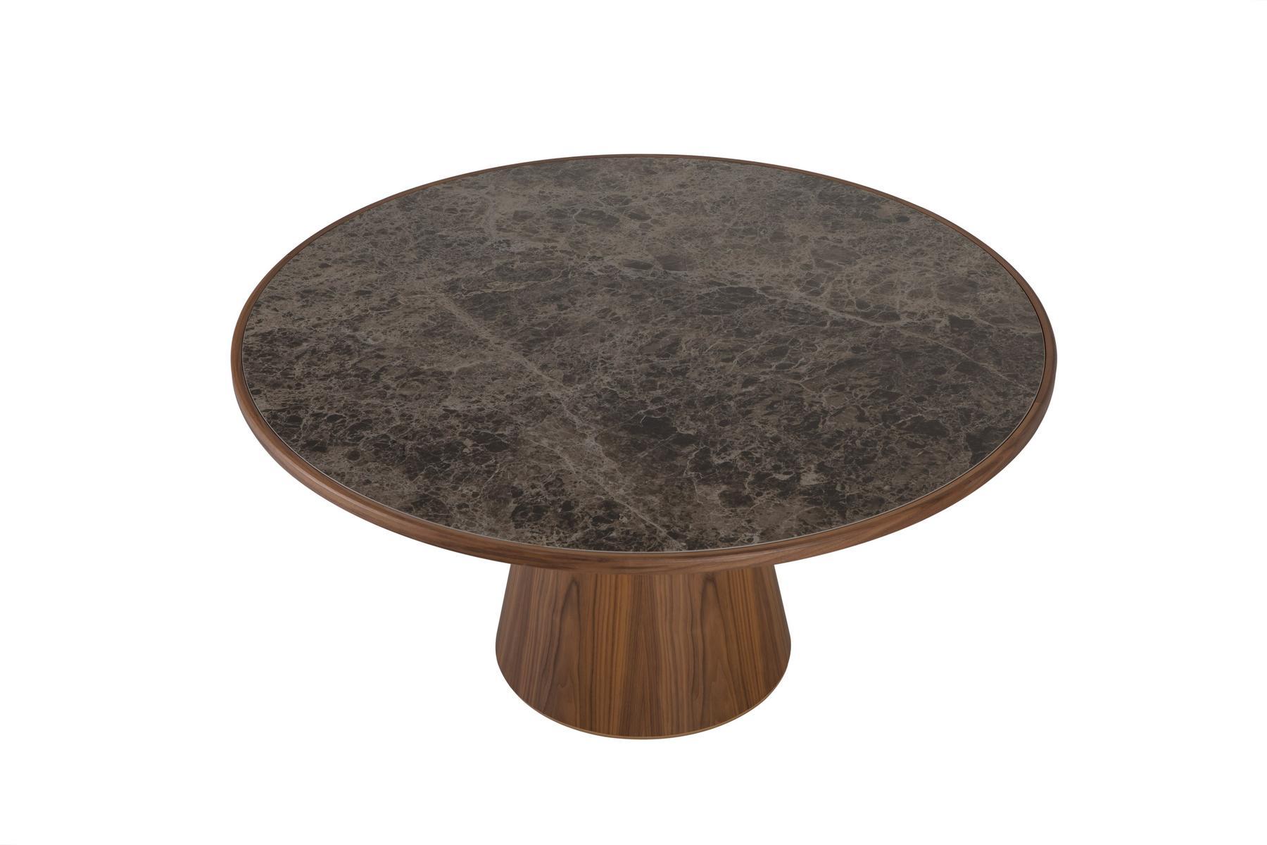 Round table in walnut and top in porcelain stoneware | Prime by Tonin Casa