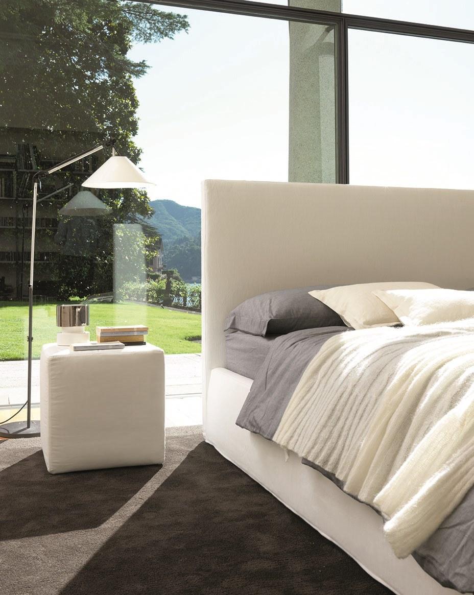 Fabric double bed with upholstered headboard | Blo 118 by Desiree