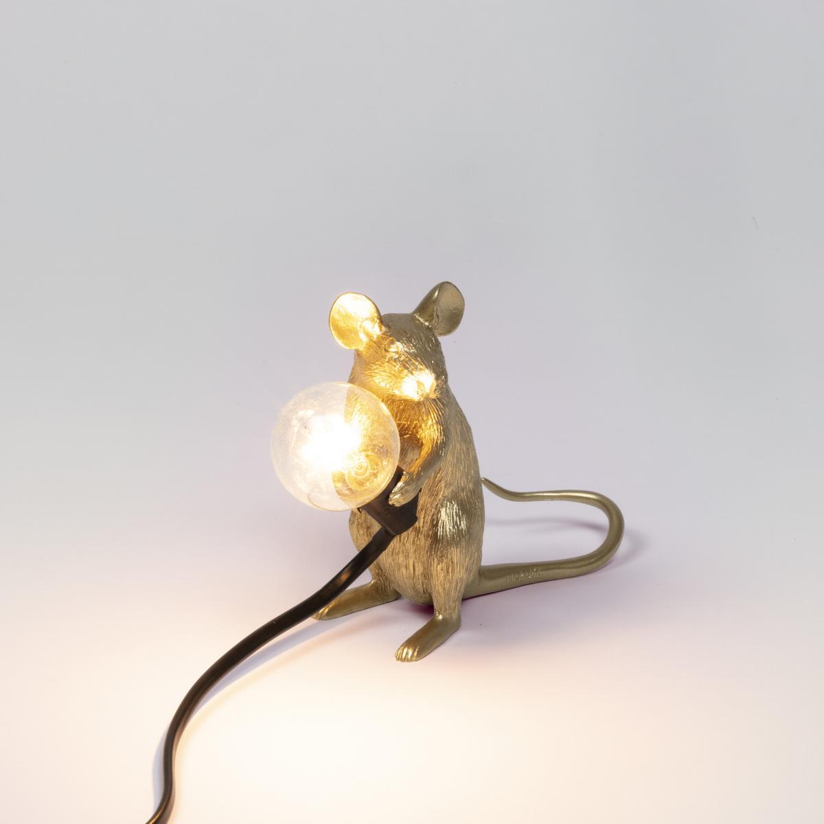 LED resin table lamp | Mouse Lamp Gold - Mac by Seletti