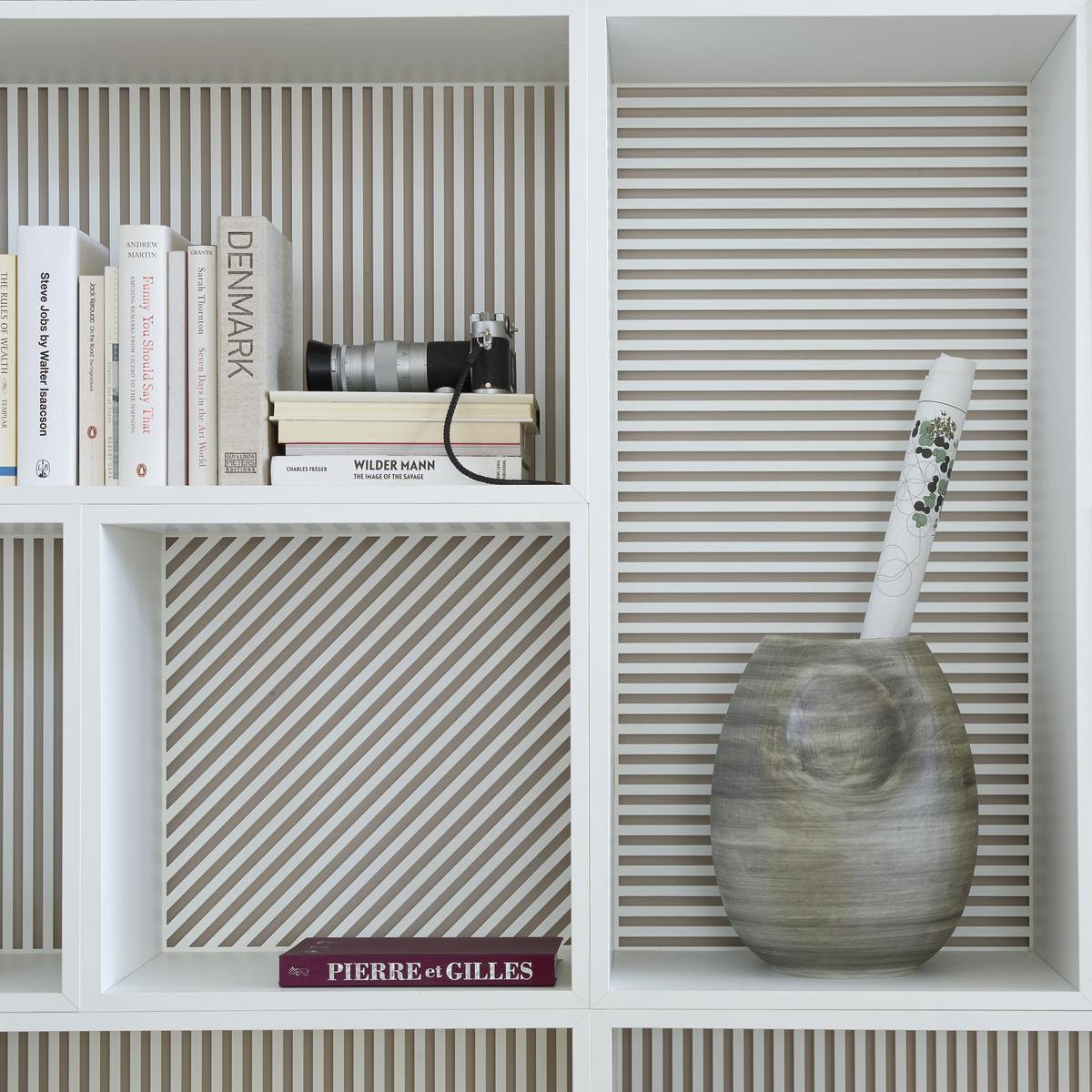 Open sectional steel and wood bookcase | Persienne by Ligne Roset