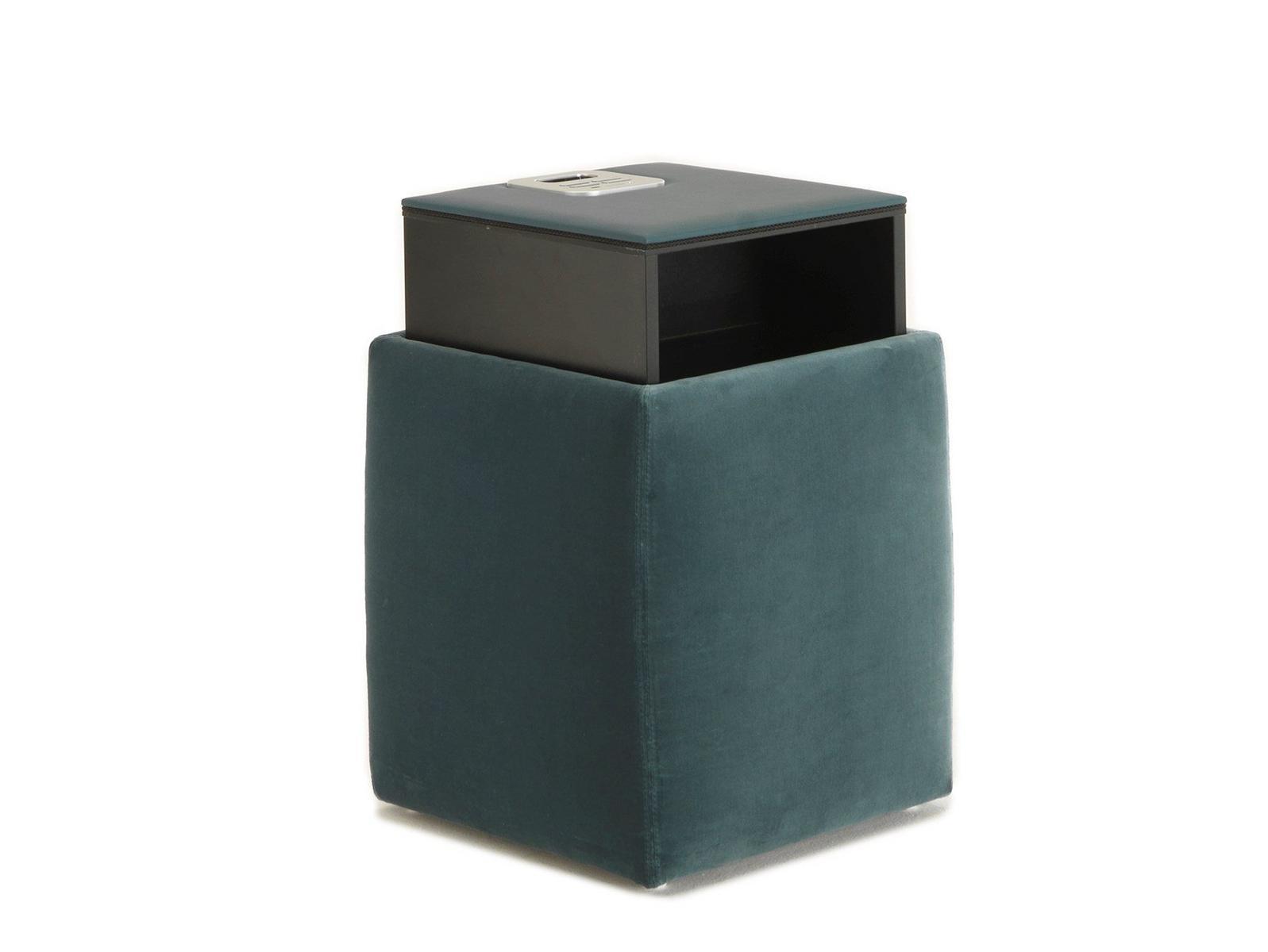 Storage fabric pouf with docking station | Ares by Bolzan letti