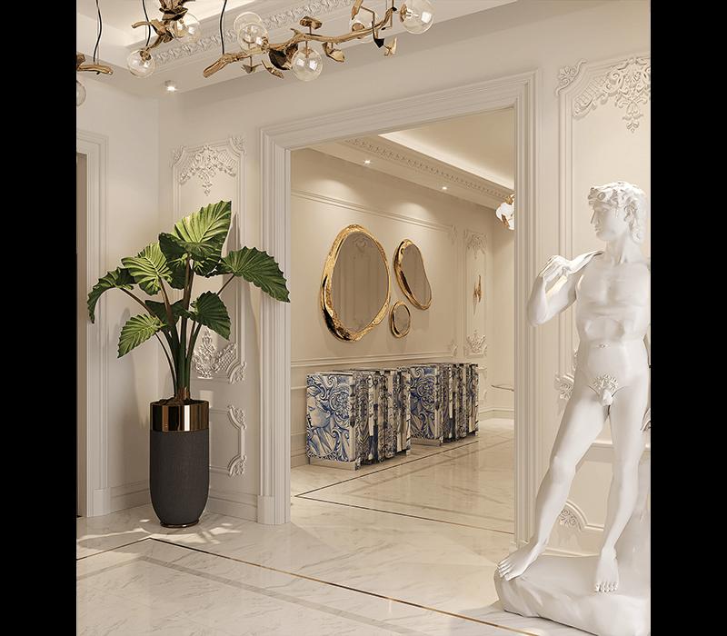 Framed wall-mounted brass mirror | Halo by Boca Do Lobo