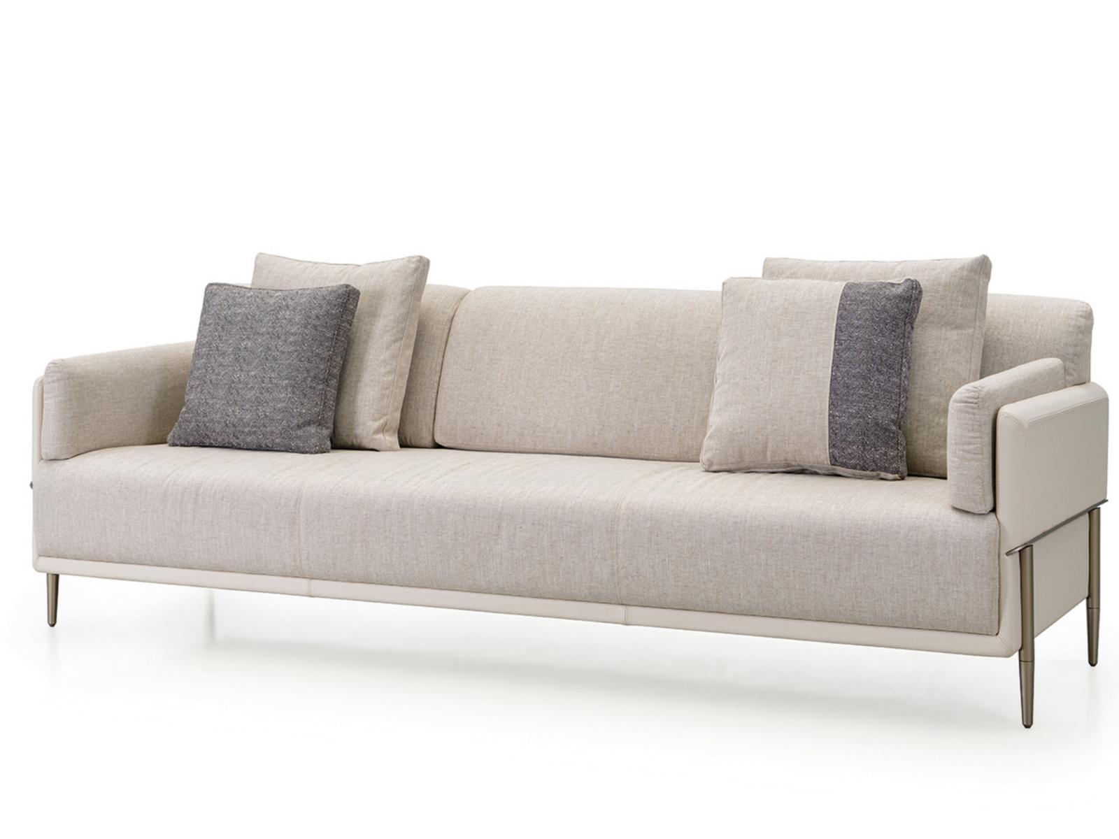 Fabric and leather sofa | Zero by Turri