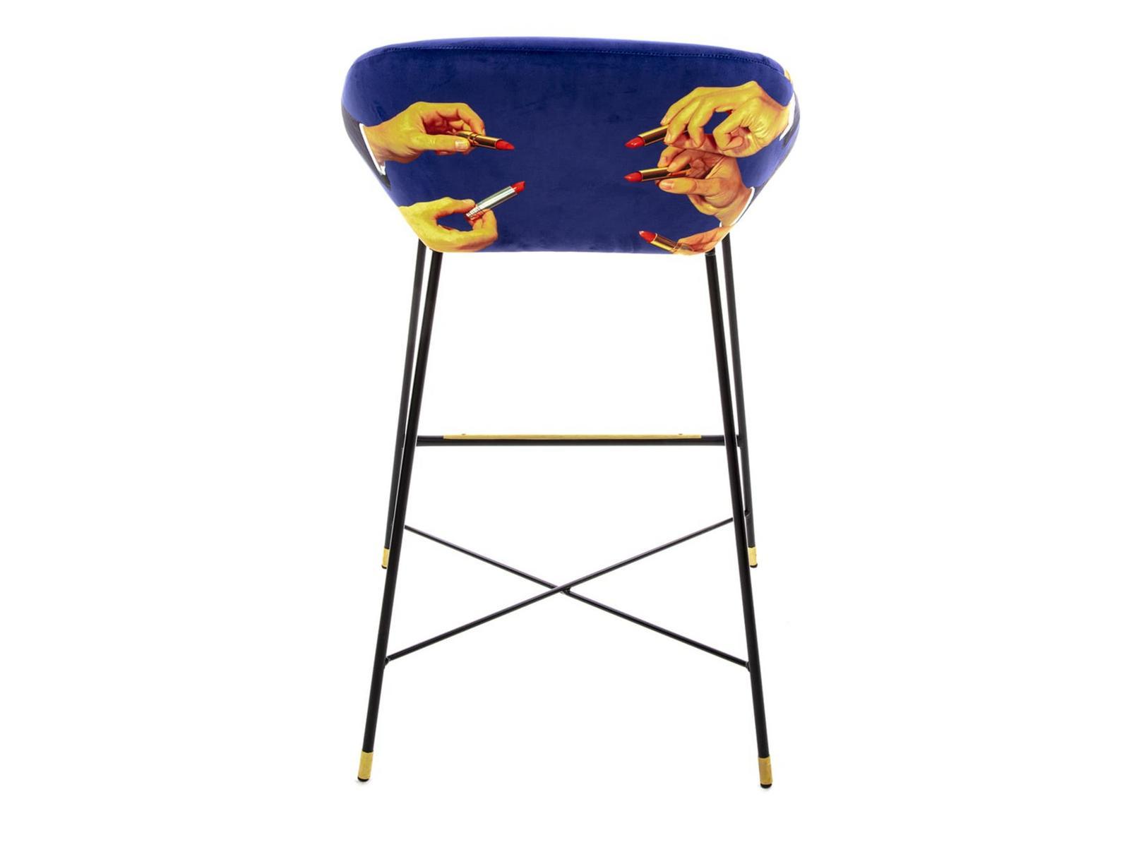 High fabric stool with back | Lipsticks by Seletti