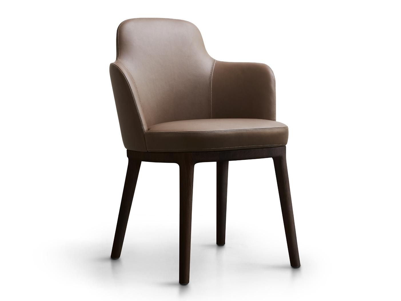Upholstered leather chair with armrests | Lucylle by Lema