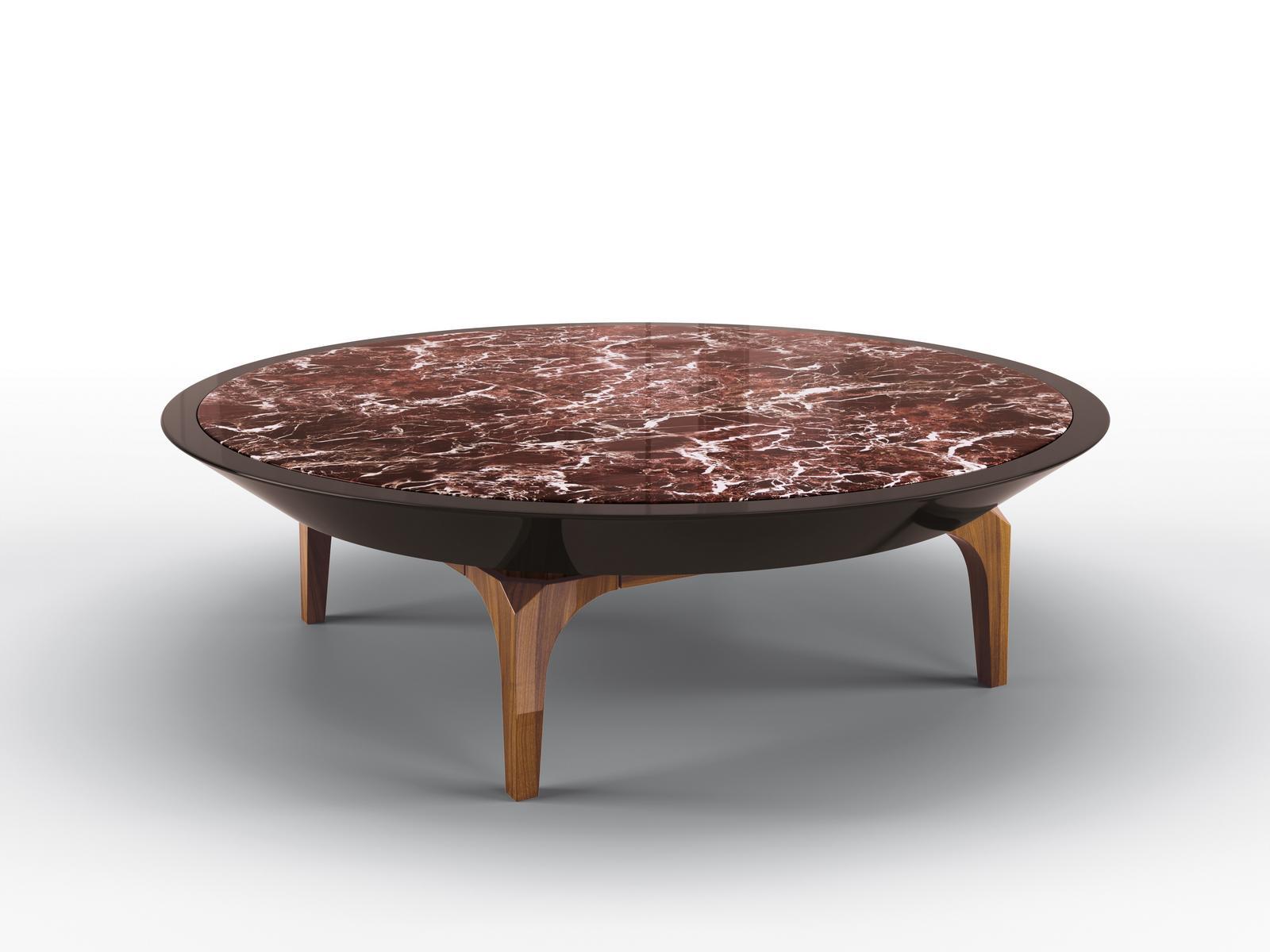 Round Rojo Levanto marble coffee table | Experia by Bruno Zampa